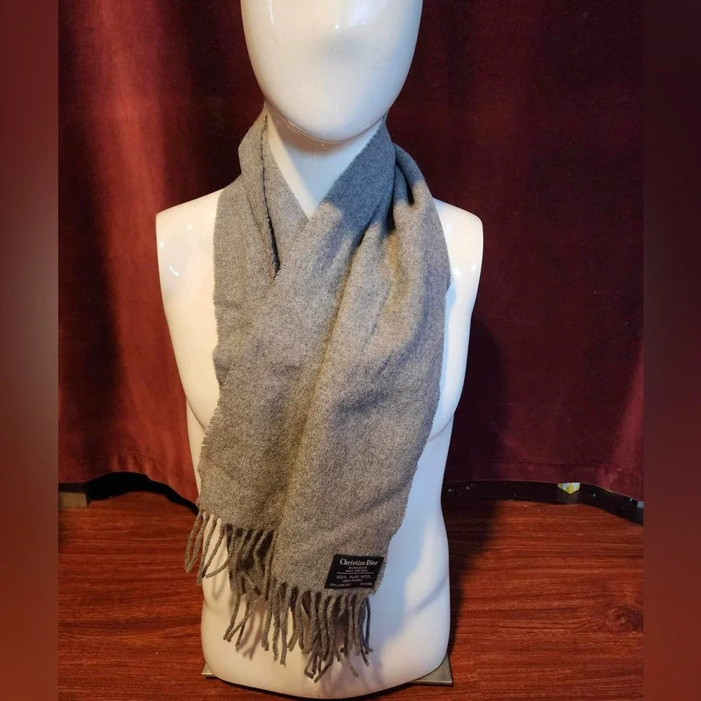 vintage Christian Dior wool Fringe scarf